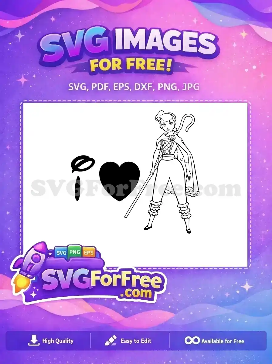 Free Bo Peep Staff Free I Heart Toy Story Free SVG