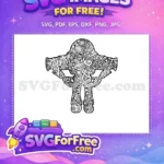 Free Woody Face Free Floral Zentangle Toy Story Free SVG - Instant Download