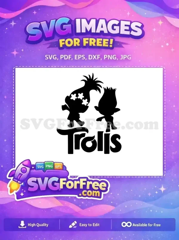 Free Flower Hair Free Silhouettes Trolls Movie Free SVG Free Flower Hair Free Silhouettes Trolls Movie Free SVG