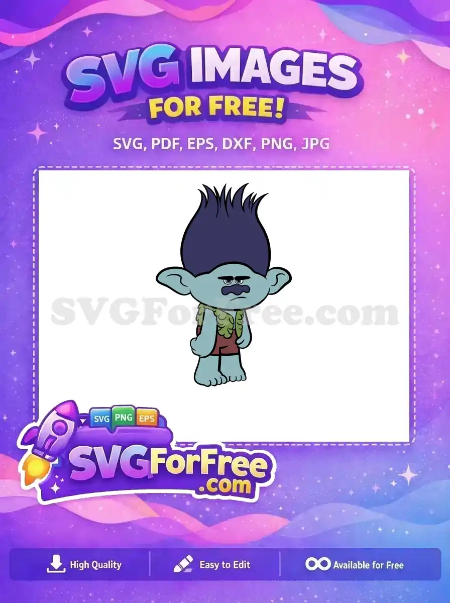 Free Grumpy Blue Hair Free Green Leaves Trolls Free SVG