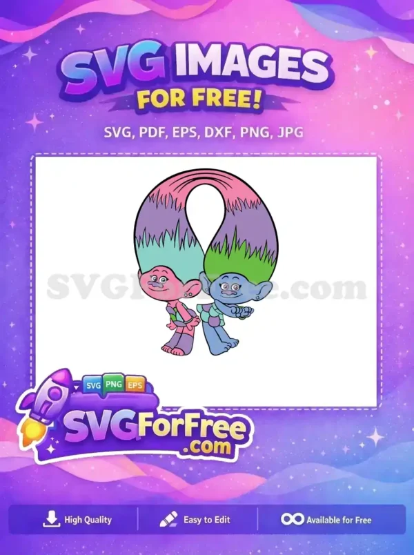 Free Pink Blue Haired Trolls Free Cartoon Characters Trolls Movie Free SVG