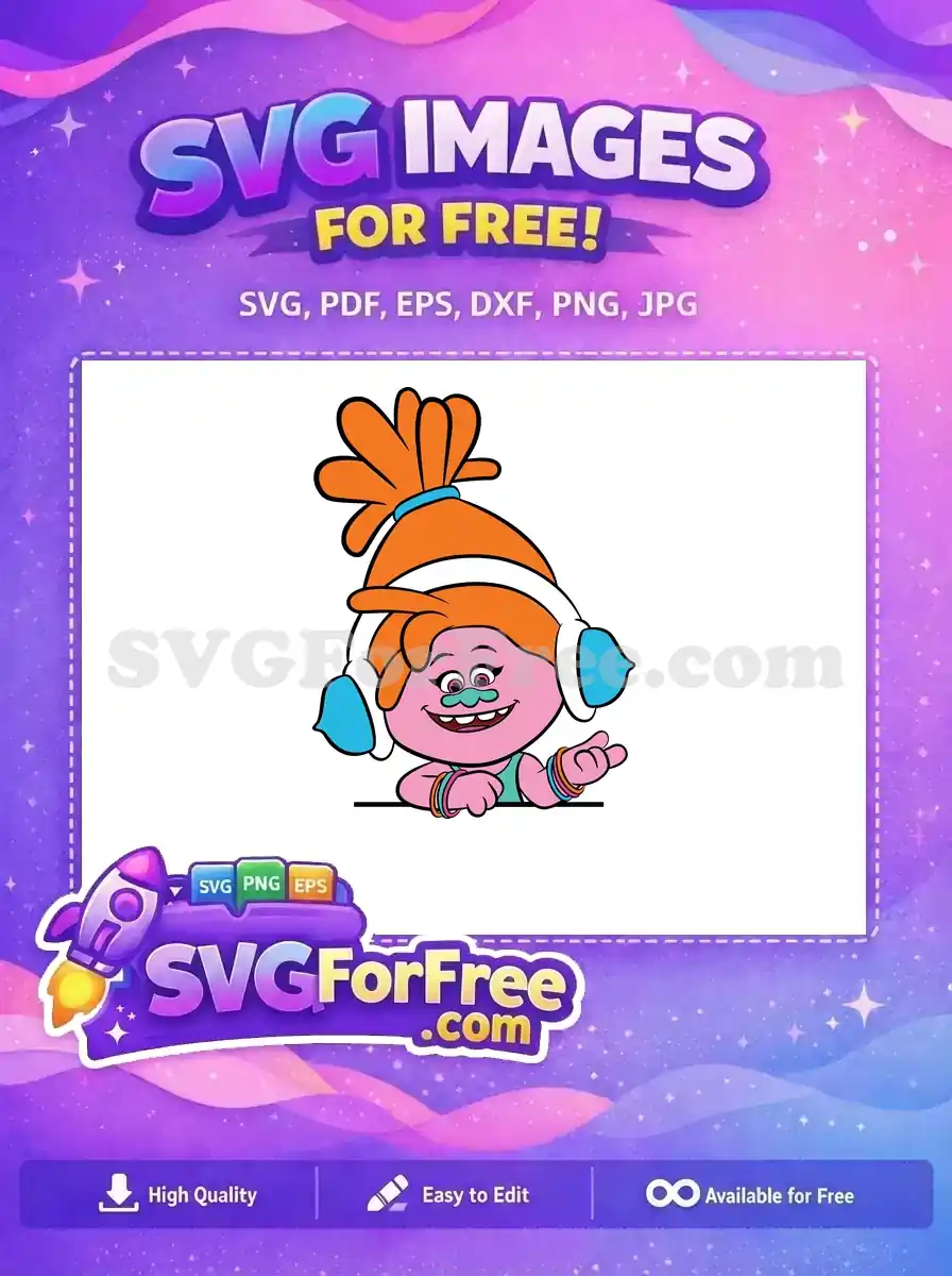Free Orange Hair Free Pink Trolls Band Together Free SVG