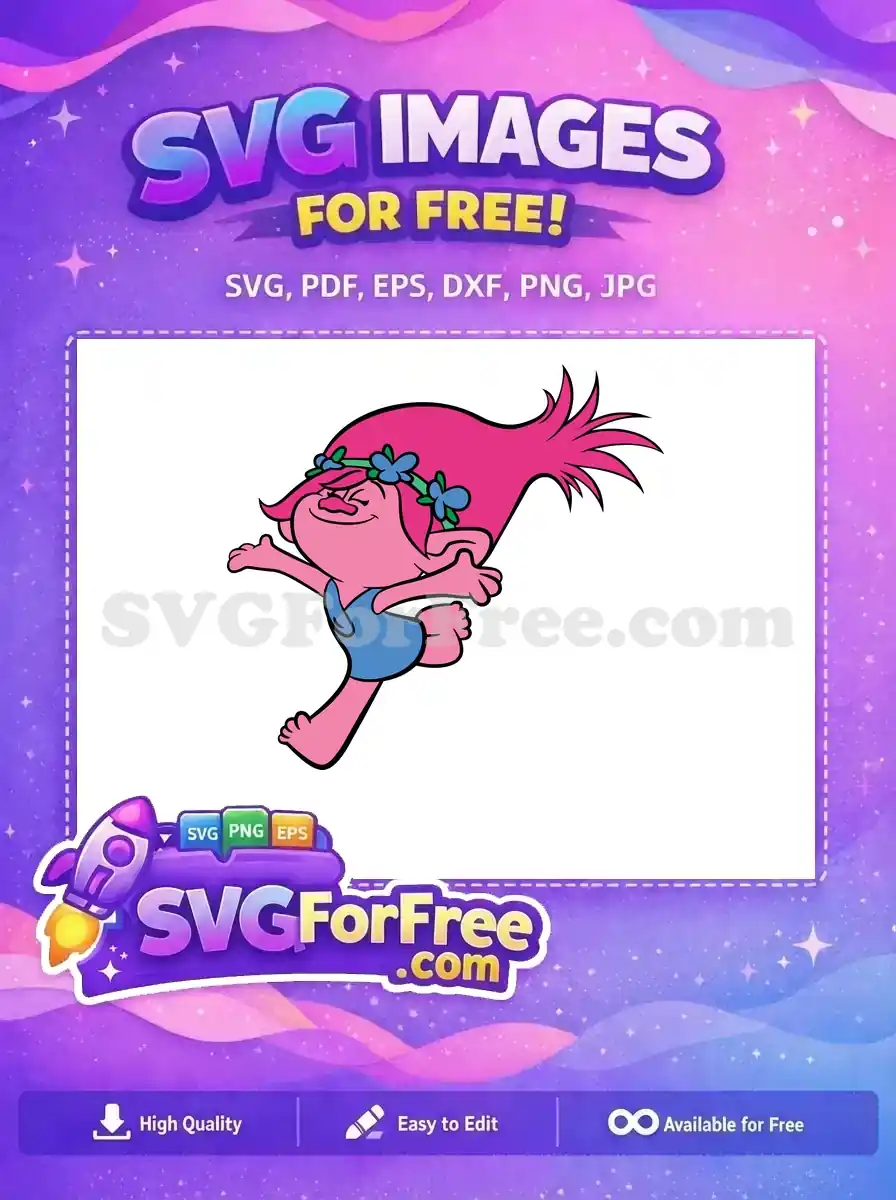 Free Pink Hair Free Flower Crown Trolls Free SVG 3