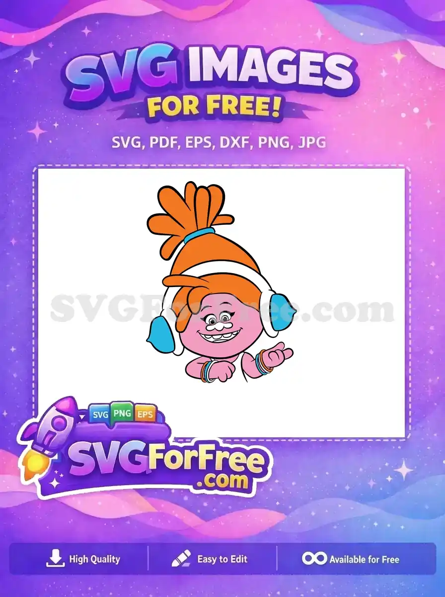 Free Poppy Smiling Free Headphones Trolls Movie Free SVG
