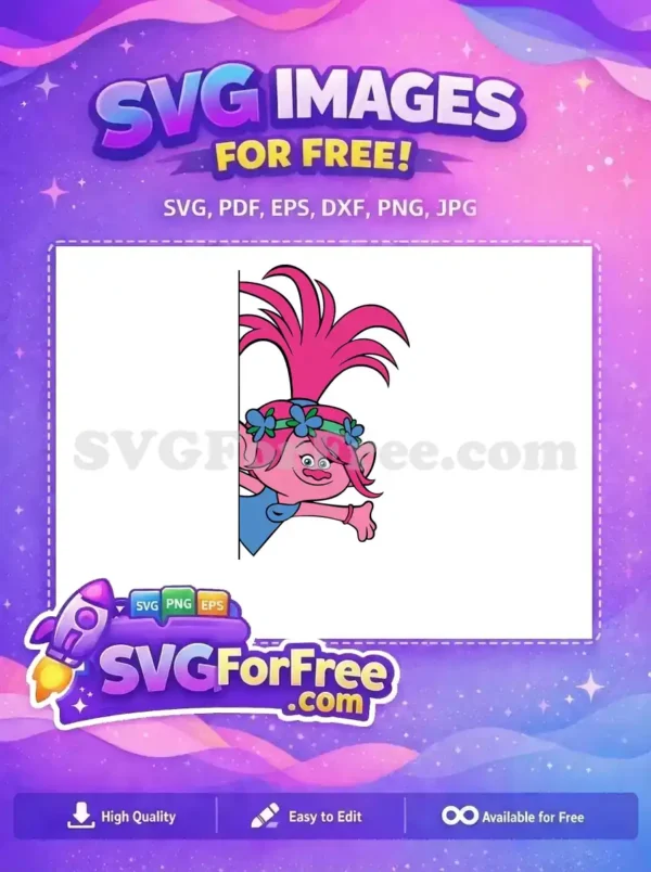 Free Pink Hair Troll Free Blue Flower Trolls Free SVG