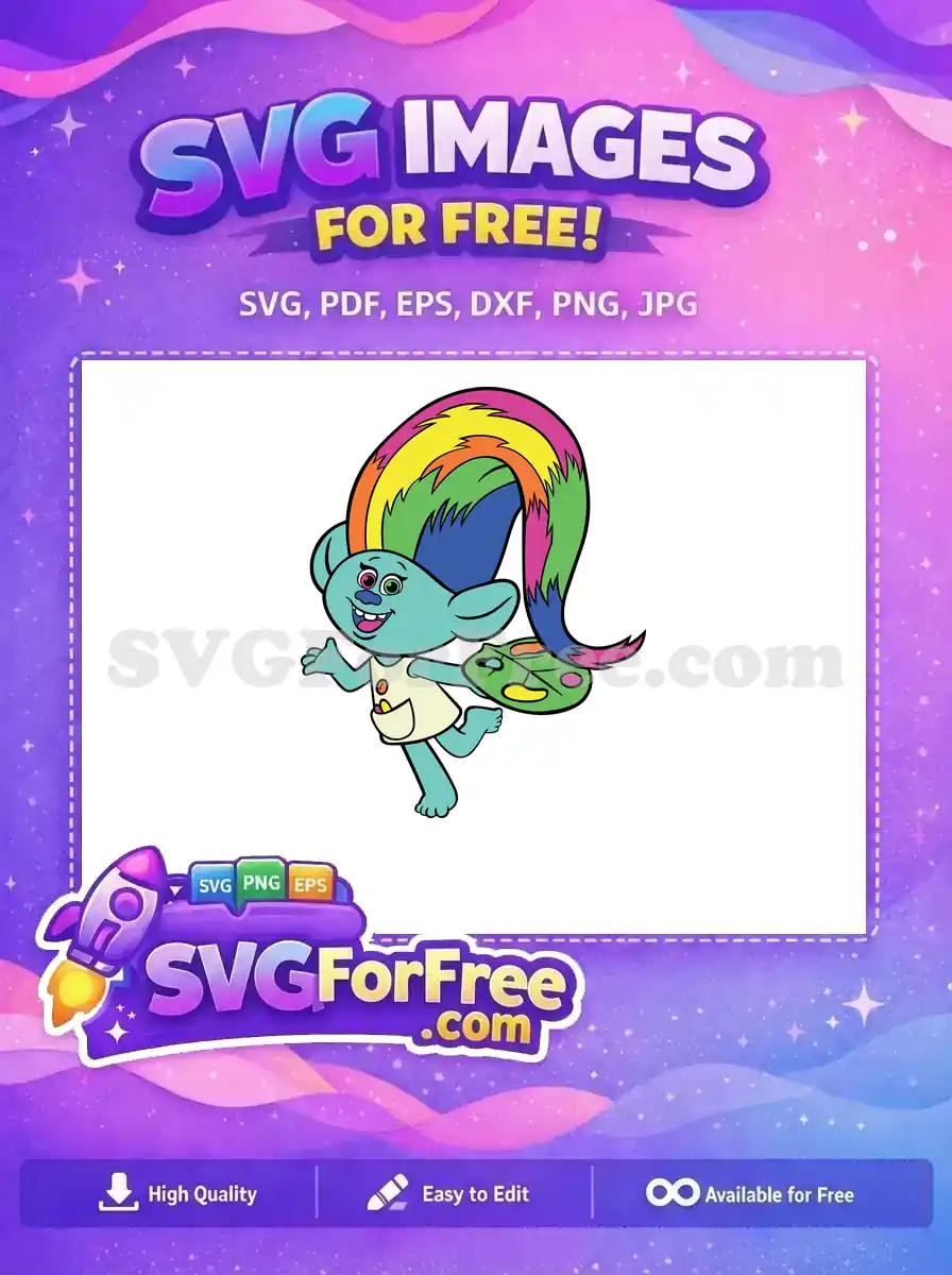 Free Teal Trolls Character Free Colorful Hair Trolls Movie Free SVG