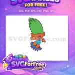 Free Orange Troll Surfing Free Green Hair Trolls Movie Free SVG - Instant Download