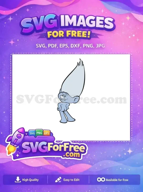 Free Blue Haired Free Smiling Trolls Movie Free SVG