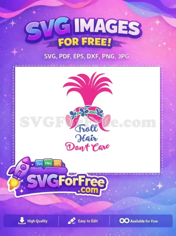 Free Pink Hair Free Blue Flower Trolls Free SVG 5