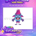 Free Grumpy Blue Troll Free Colorful Hair Trolls Free SVG - Instant Download
