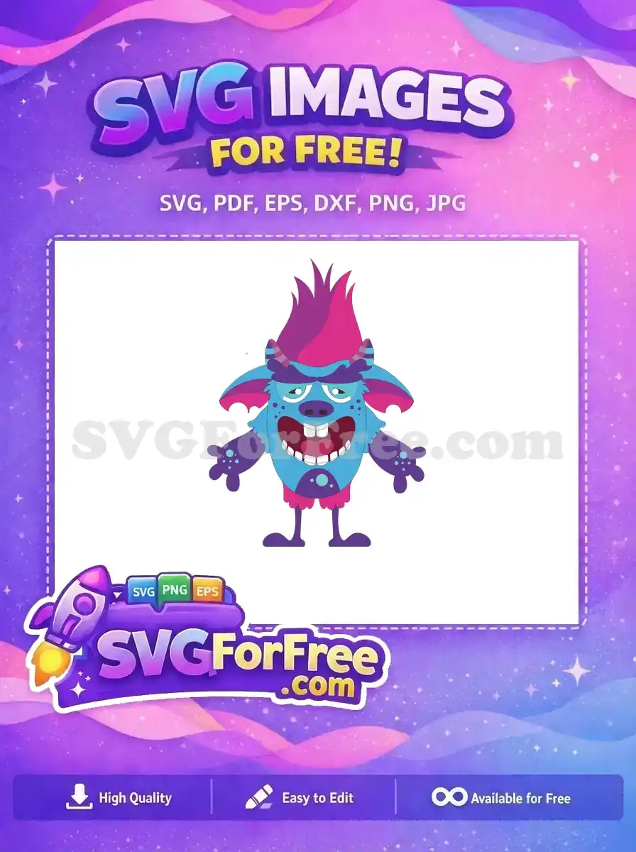 Free Grumpy Blue Troll Free Colorful Hair Trolls Free SVG