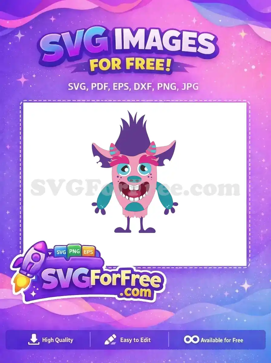Free Pink Troll Big Smile Free Cartoon Character Free SVG