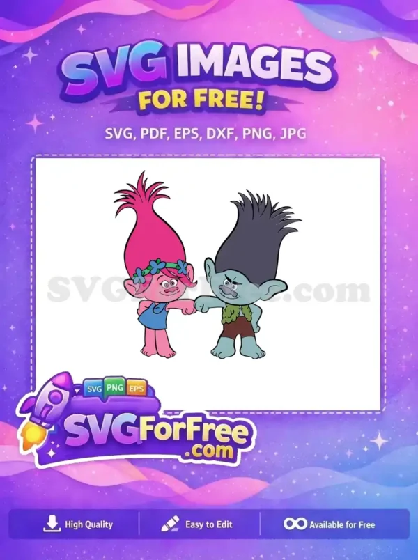 Free Pink Hair Free Blue Flower Trolls Movie Free SVG 2