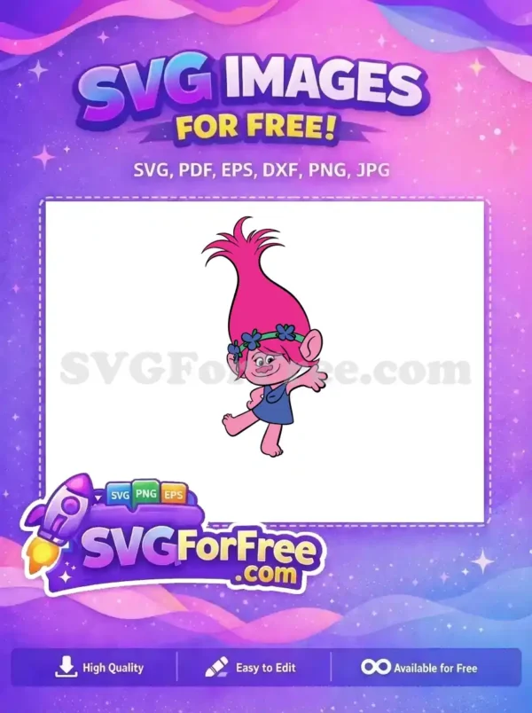 Free Pink Hair Free Flower Crown Trolls Free SVG 4