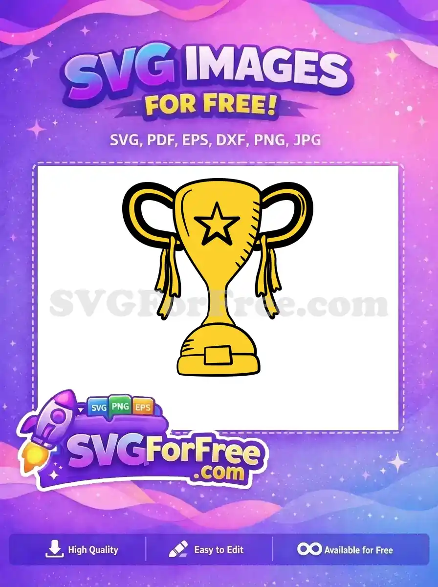 Free Golden Star Free Ribbon Trophy Award Free SVG 1