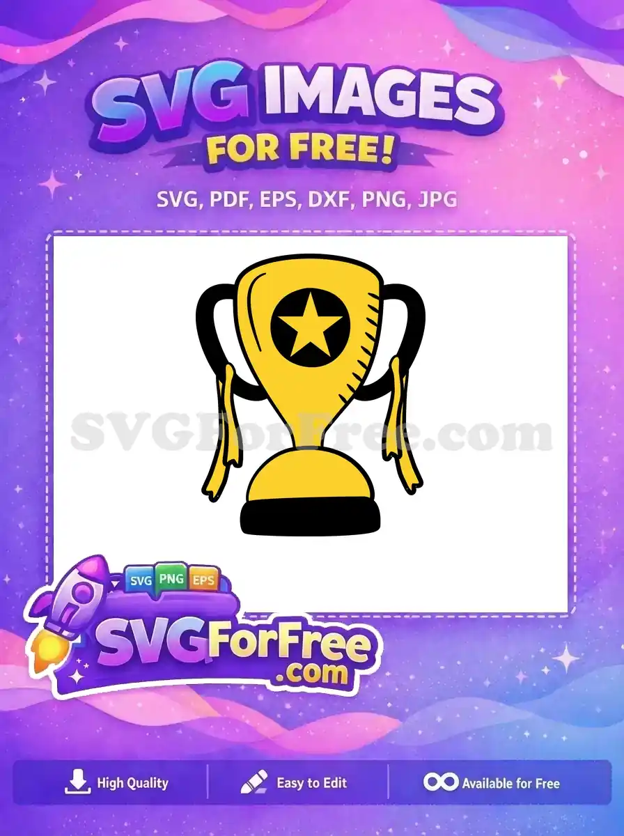 Free Yellow Star Trophy Free Victory Ribbons Award Free SVG 1