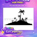 Free Palm Trees Free Surfboard Tropical Island Free SVG - Instant Download