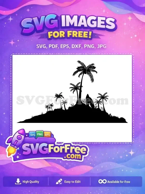 Free Palm Trees Free Surfboard Tropical Island Free SVG