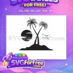 Free Palm Trees Silhouette Free Sunset Birds Tropical Free SVG - Instant Download