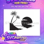 Free Palm Trees Silhouette Free Tropical Island Sunset Free SVG - Instant Download