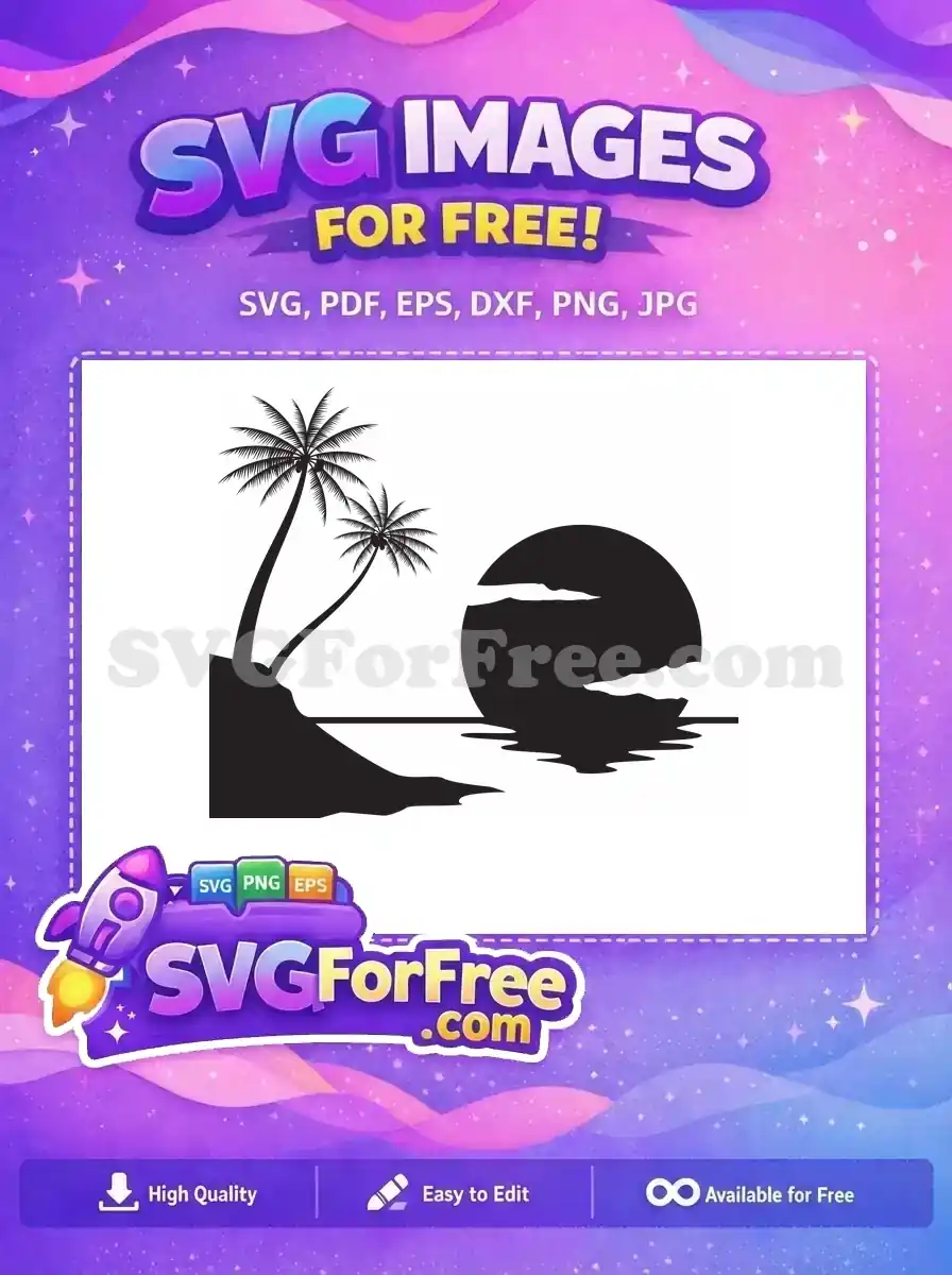 Free Palm Trees Silhouette Free Tropical Island Sunset Free SVG