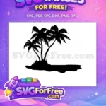 Free Palm Trees Free Island Dark Tropical Free SVG - Instant Download