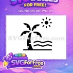 Free Black Palm Silhouette Free Tropical Sea Summer Free SVG - Instant Download