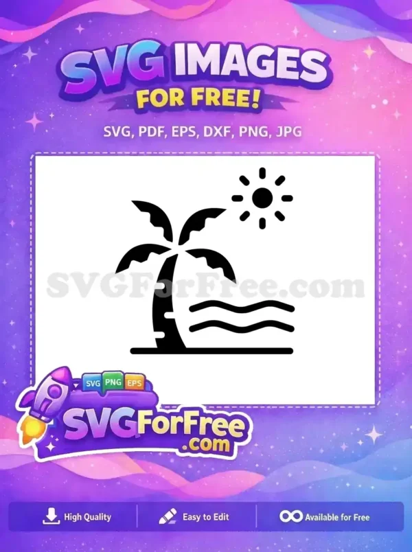 Free Black Palm Silhouette Free Tropical Sea Summer Free SVG