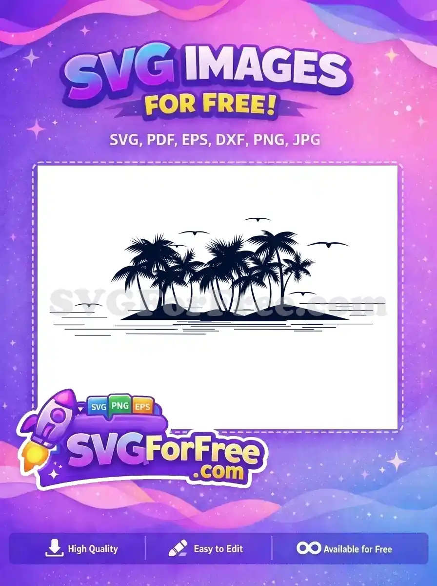 Free Palm Trees Silhouette Free Tropical Island Scene Free SVG