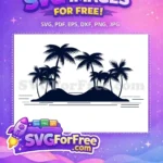 Free Palm Tree Silhouette Free Tropical Island Summer Free SVG - Instant Download