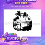 Free Palm Trees Silhouette Free Tropical Island Calm Free SVG - Instant Download