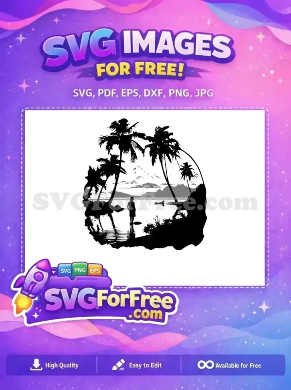Free Palm Trees Silhouette Free Tropical Island Calm Free SVG Free Palm Trees Silhouette Free Tropical Island Calm Free SVG