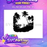 Free Black Silhouette Palms Free Beach Person Tropical Free SVG - Instant Download