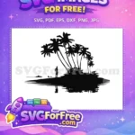 Free Palm Silhouette Free Tropical Island Adventure Free SVG - Instant Download