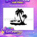 Free Palm Trees Free Sunset Tropical Island Free SVG 2 - Instant Download