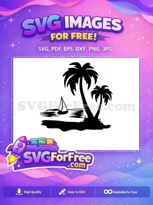 Free Palm Trees Free Sunset Tropical Island Free SVG 2