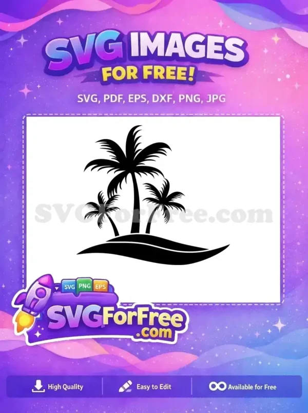Free Black Palm Trees Free Tropical Island Silhouette Free SVG