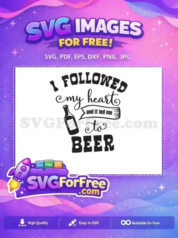 Free Heart Led Free Beer Bottle Funny Free SVG