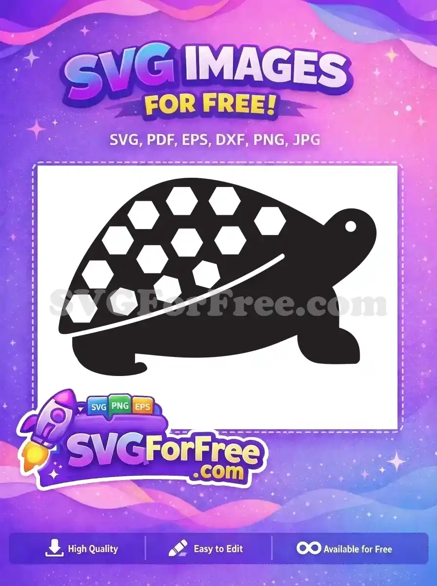 Free Black Turtle Hexagon Pattern Free Cartoon Graphic Free SVG