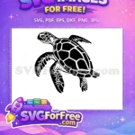 Free Detailed Shell Free Swimming Turtle Silhouette Free SVG - Instant Download