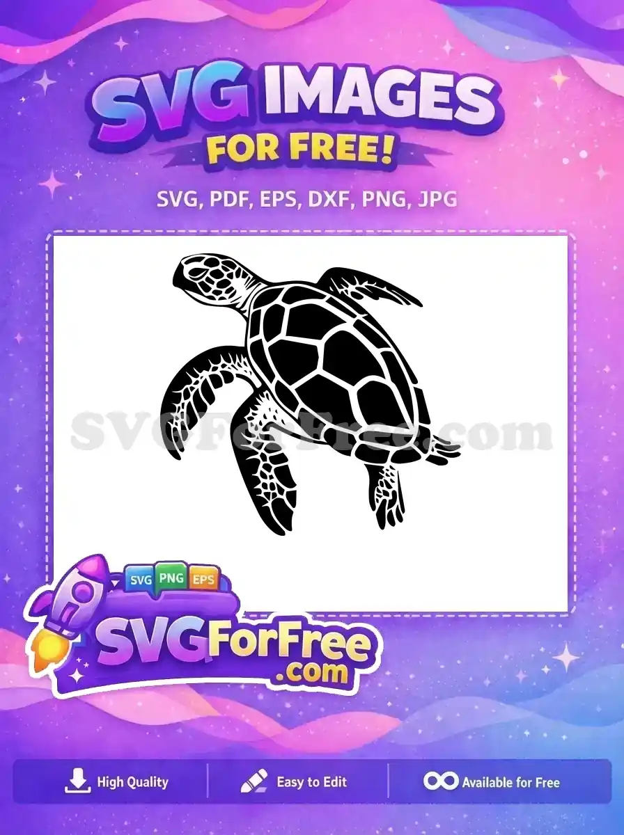 Free Detailed Shell Free Swimming Turtle Silhouette Free SVG