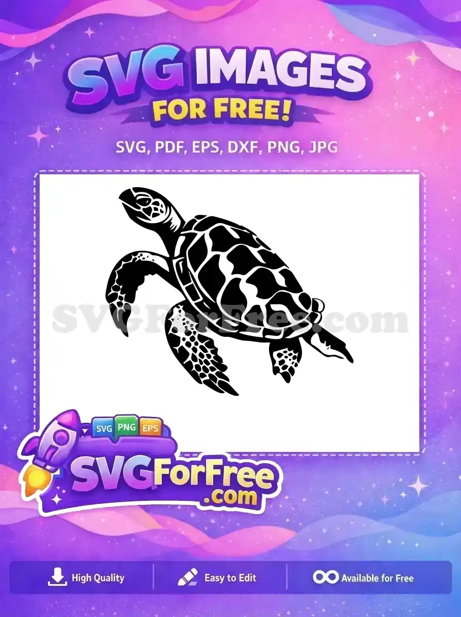 Free Sea Turtle Detailed Free Ocean Silhouette Animal Free SVG