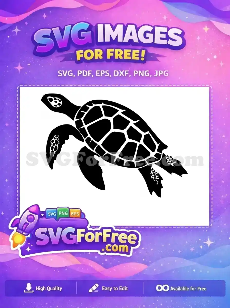 Free Black Detailed Turtle Free Silhouette Ocean Free SVG