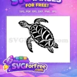 Free Black Turtle Silhouette Free Intricate Design Turkey Free SVG - Instant Download