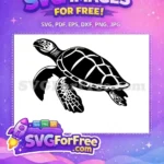 Free Black Sea Turtle Free Detailed Shell Silhouette Free SVG - Instant Download