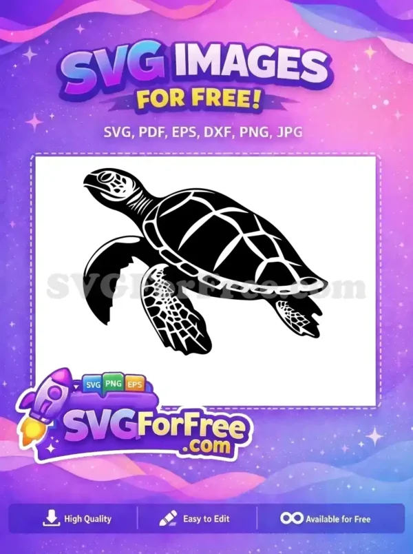 Free Black Sea Turtle Free Detailed Shell Silhouette Free SVG
