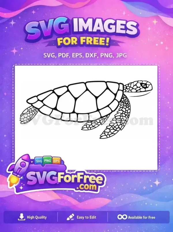 Free Detailed Turtle Free Sea Creature Silhouette Free SVG
