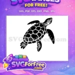 Free Black Turtle Swimming Free One Number Free SVG - Instant Download
