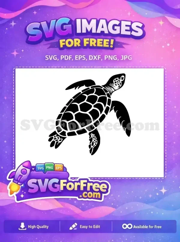 Free Black Turtle Swimming Free One Number Free SVG