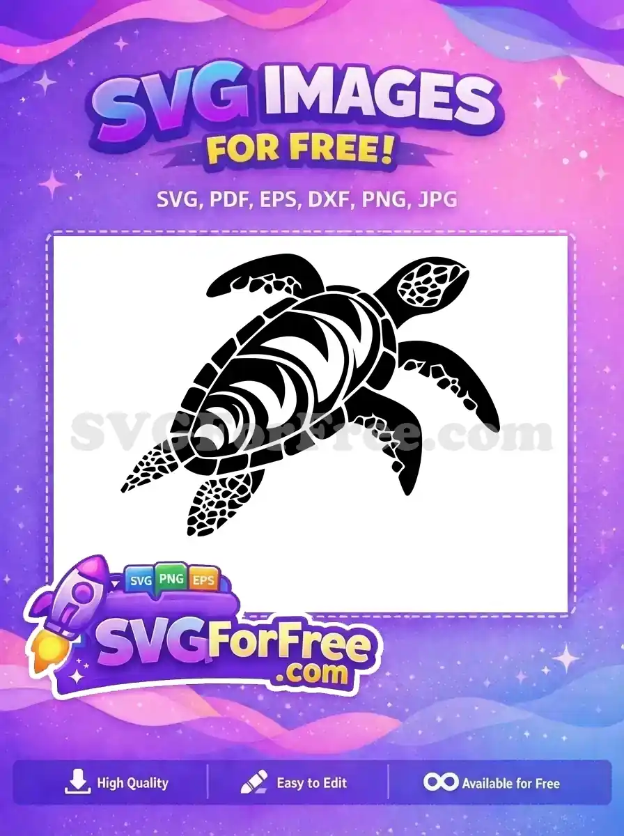 Free Ornate Shell Free Detailed Turtle Silhouette Free SVG